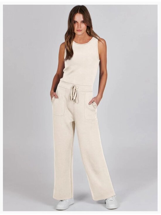 anrabess Pants - Anrabess Sleeveless Casual Jumpsuit Wide Leg Drawstring Jersey Knit Pockets Smal